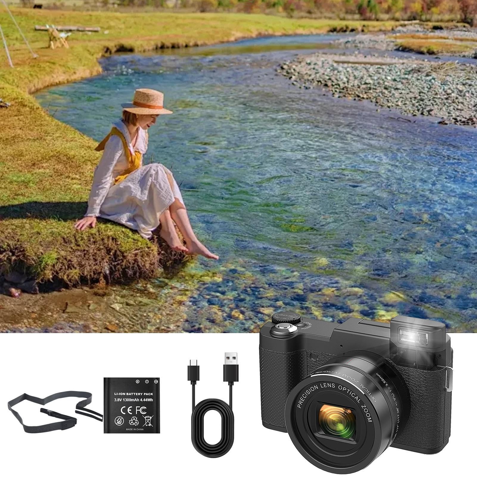 Cámara digital 4K, videocámara de vlogging de 48 MP, lente de zoom óptico | 40X, herramienta de fotografía multifuncional, ideal para documental, vlog personal, viajes, estudio, filmación al aire