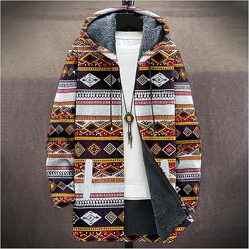 Miniatura 5 de MARSVOVO Aztec Ethnic - Suéter de punto para hombre, con cremallera y capucha, estilo casual, elegante, con forro polar, chaqueta de punto