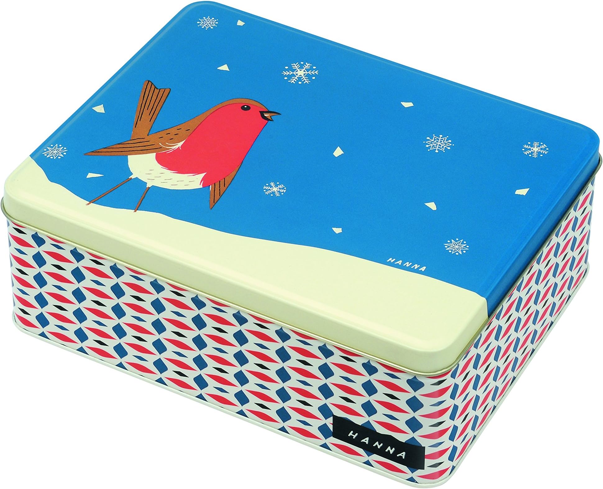 John Hanna Deep Rectangular Christmas Storage Tin, Metal