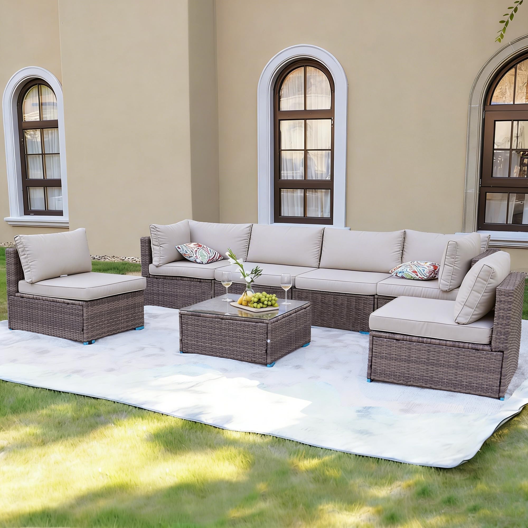 Amazon.com: Naga Bahna 7-Piece Outdoor Patio Furniture Set, All