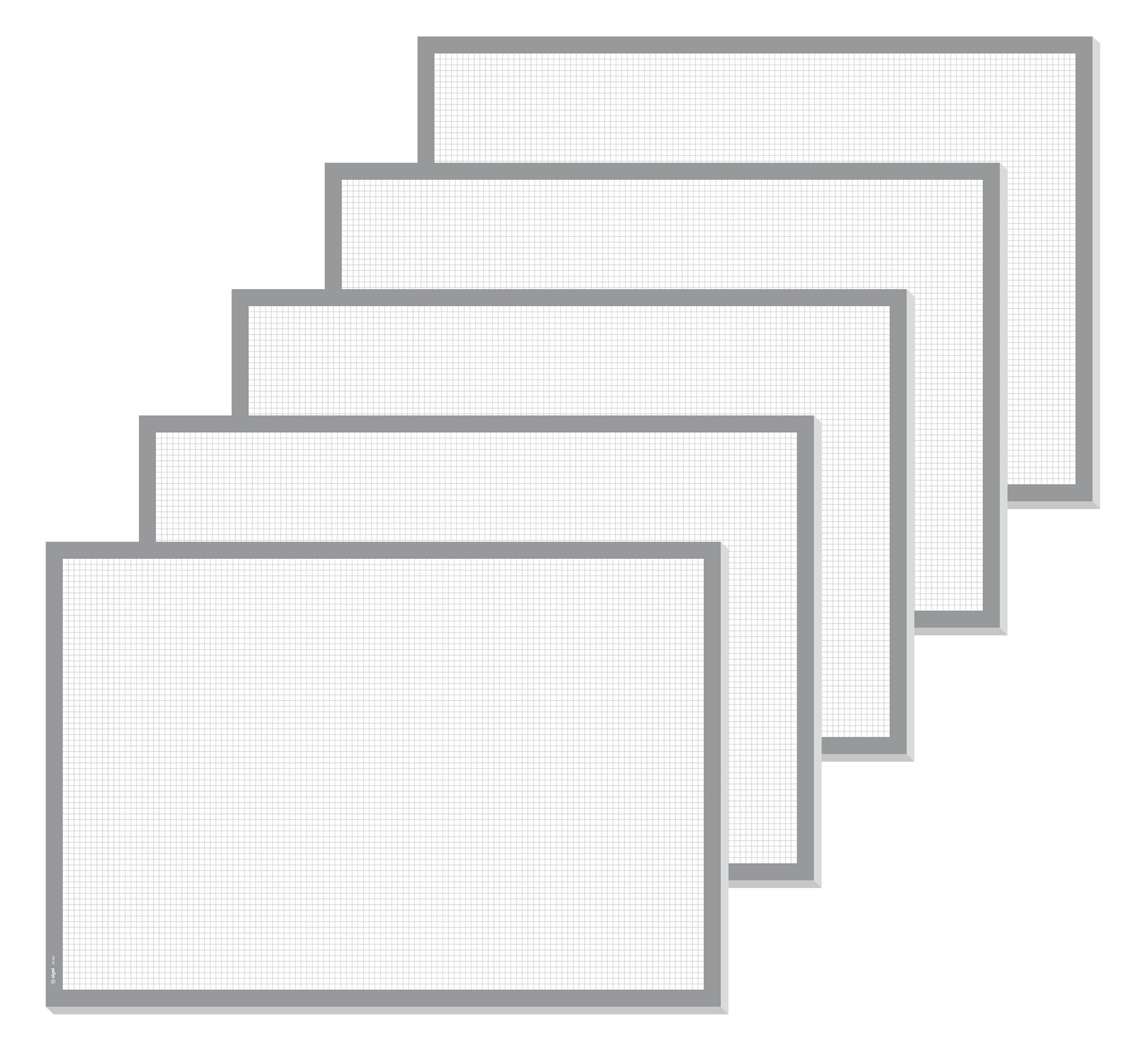 SIGEL HO260 Lot de 5 sous-mains en papier à carreaux Gris DIN A2 Extra large 30 feuilles