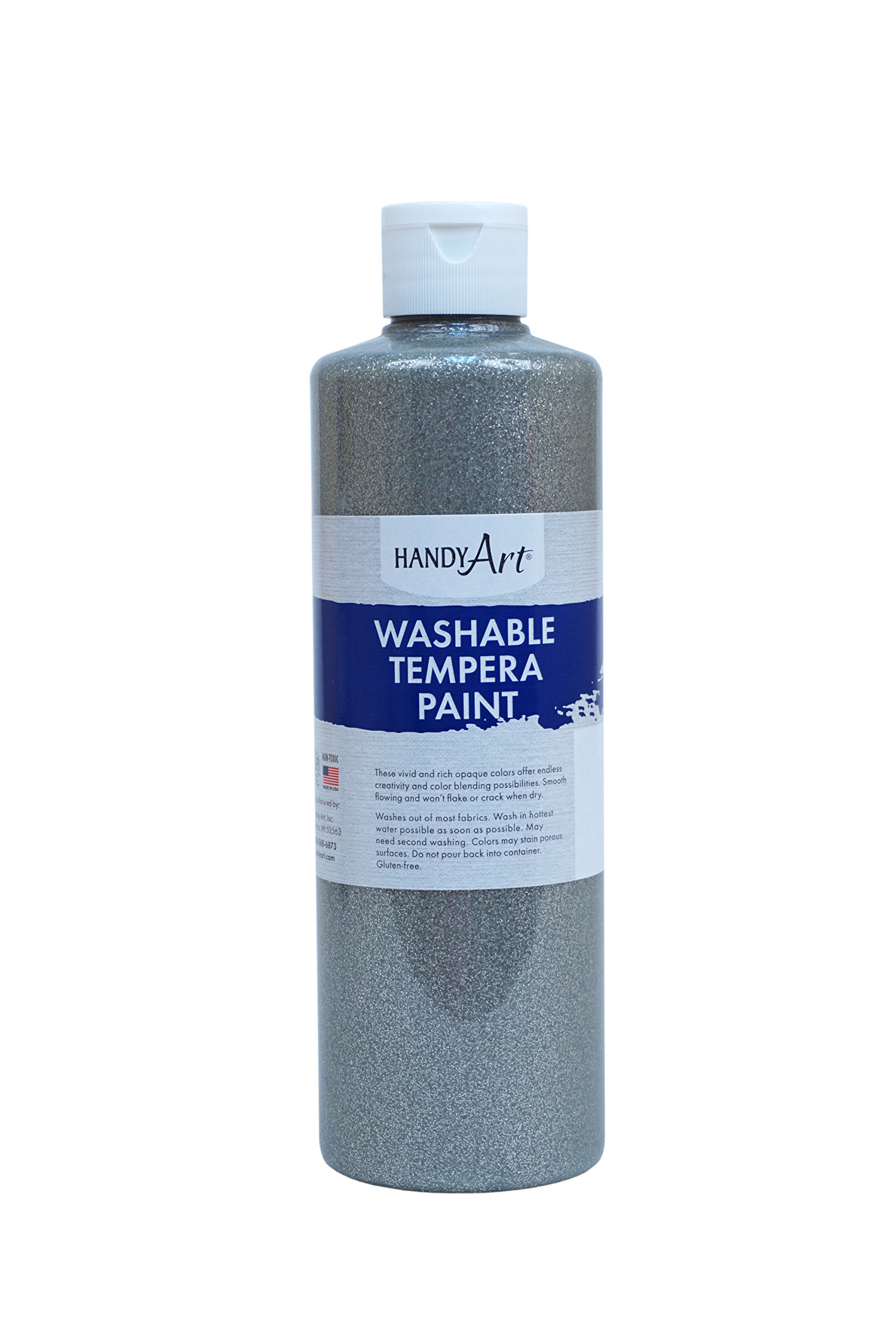 Handy Art Glitter Washable Paint 16 ounce, Silver