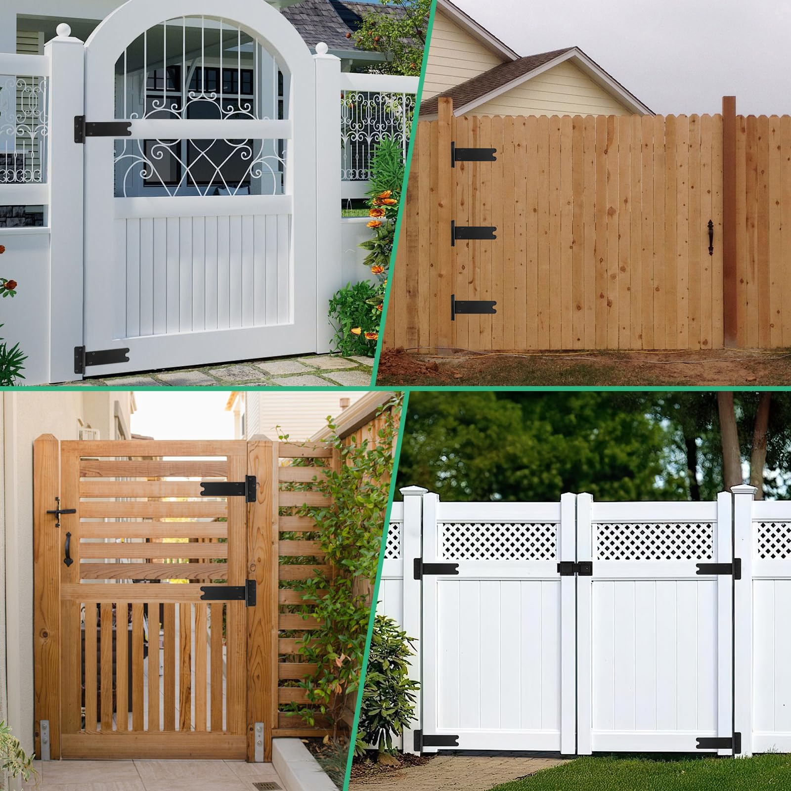 Bisagras de puerta de cobertizo, bisagra en T resistente, bisagras de puerta en T, bisagras de correa de puerta, accesorios para vallas de madera, puerta de granero, puertas de cobertizo, negro