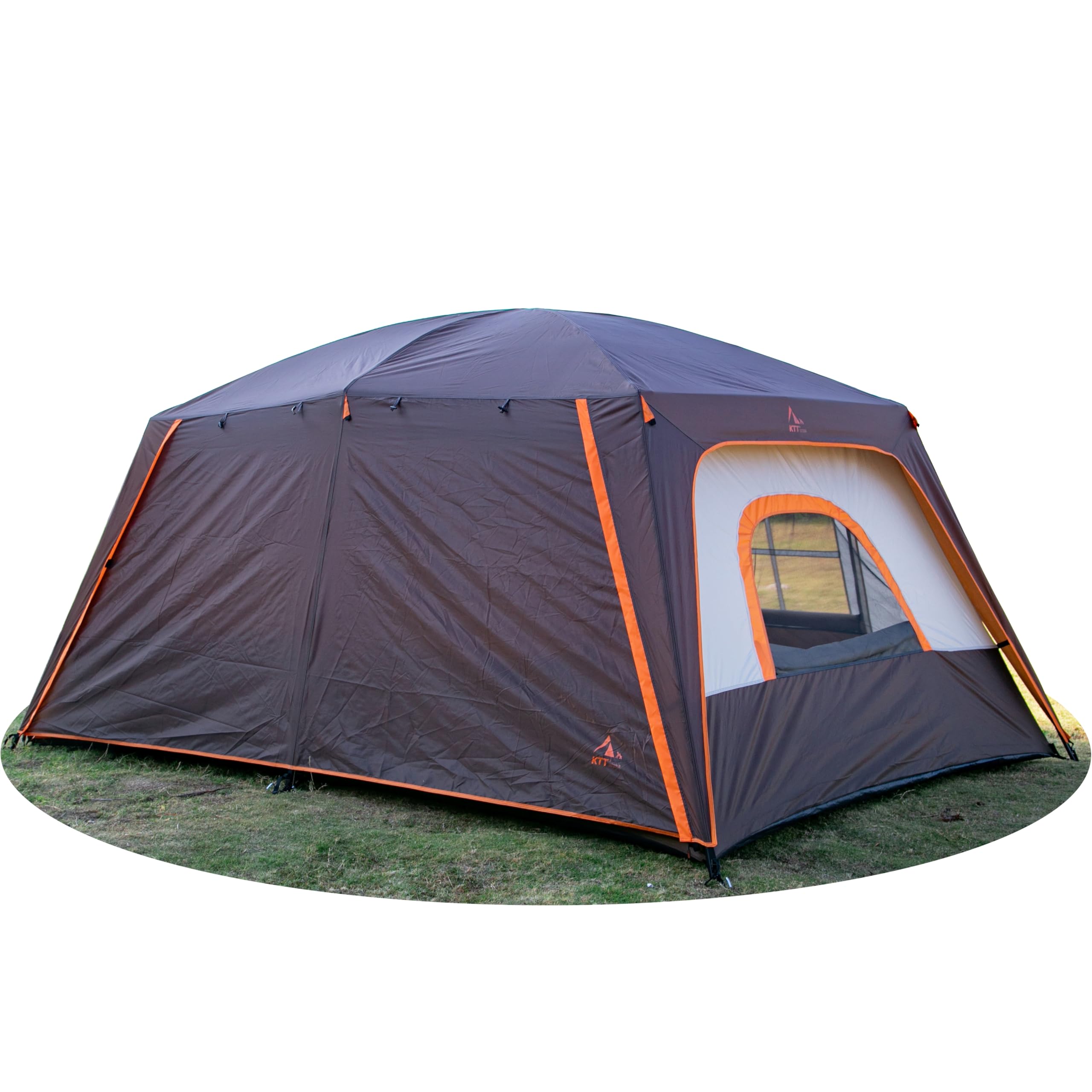 KTT Extra Large Tent 8-10 Person,Family Cabin Tents,2 Rooms,3 Doors and 3 Windows with Mesh,Straight Wall,Waterproof,Double Layer,Big Tents for Outdoor,Picnic,Camping,Family Gathering