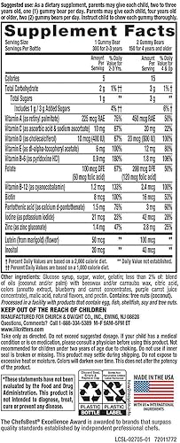 Miniatura 2 de Gummy Vites - Suplemento dietético multivitamínico masticable para niños, 300 unidades