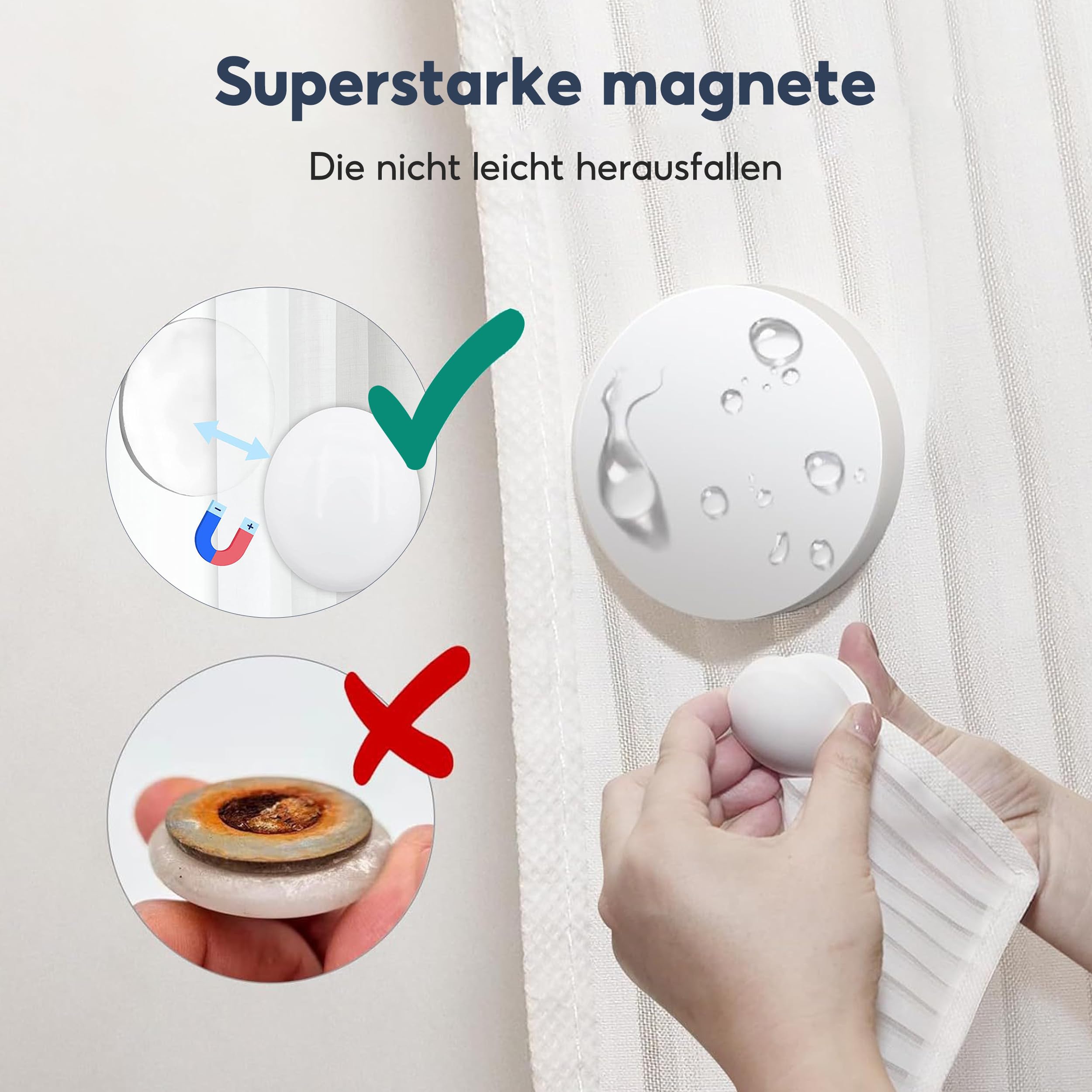 12 Stück Duschvorhang-Gewichte – Schwarz, Je 30g, 4cm Durchmesser, Gegen Flattern Und Geräusche