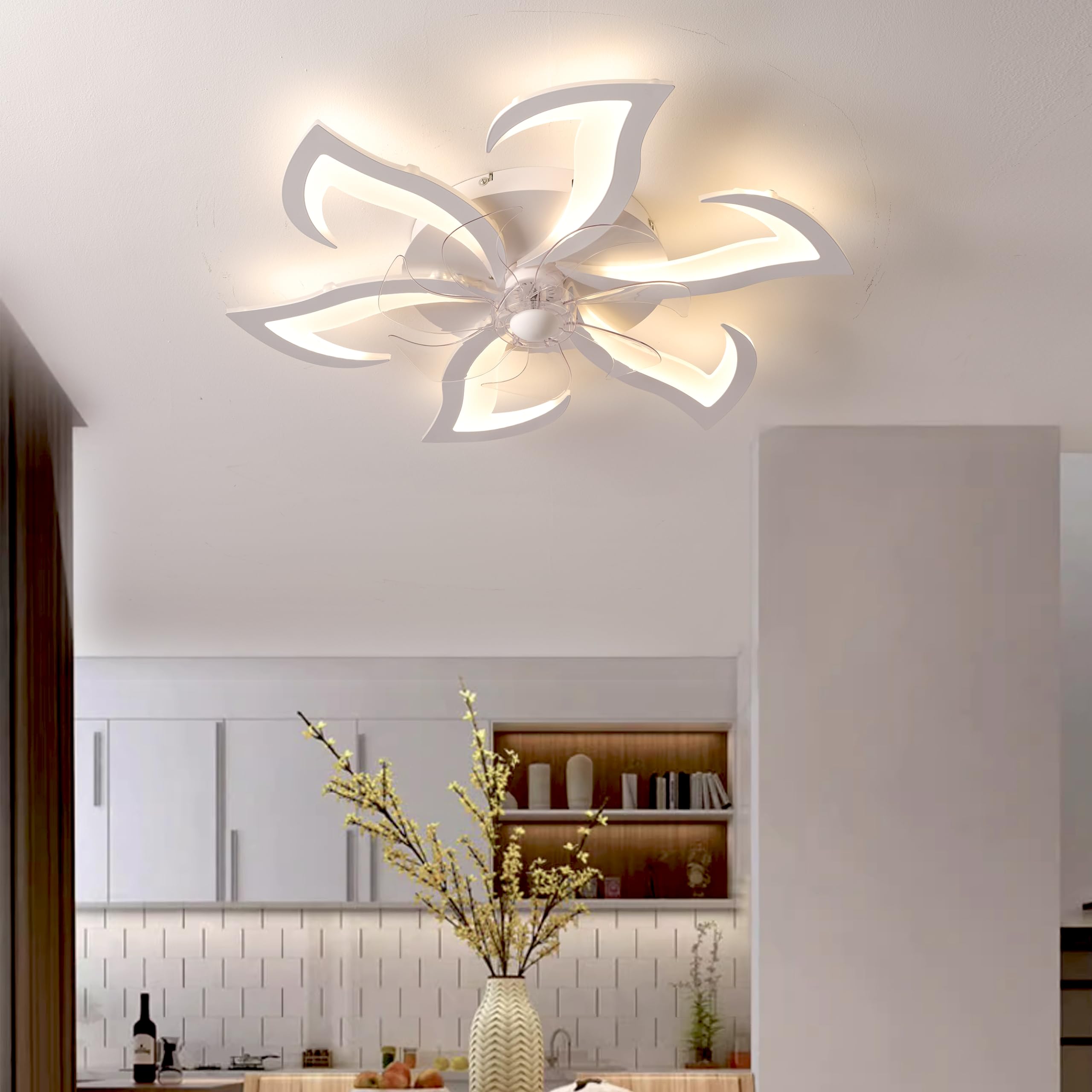 Ventilatore Da Soffitto Con Luce LED E Telecomando – Diametro 132 Cm, 6 Velocità, Motore DC Silenzioso, Regolabile E Reversibile, Per Interni