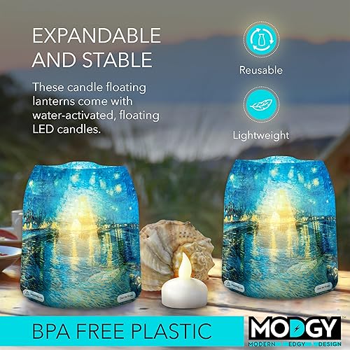 Miniatura 3 de MODGY Farol LED luminoso portavelas decorativo para interiores y exteriores, lámparas de vela de plástico para mesa de boda, porche, velas flotantes