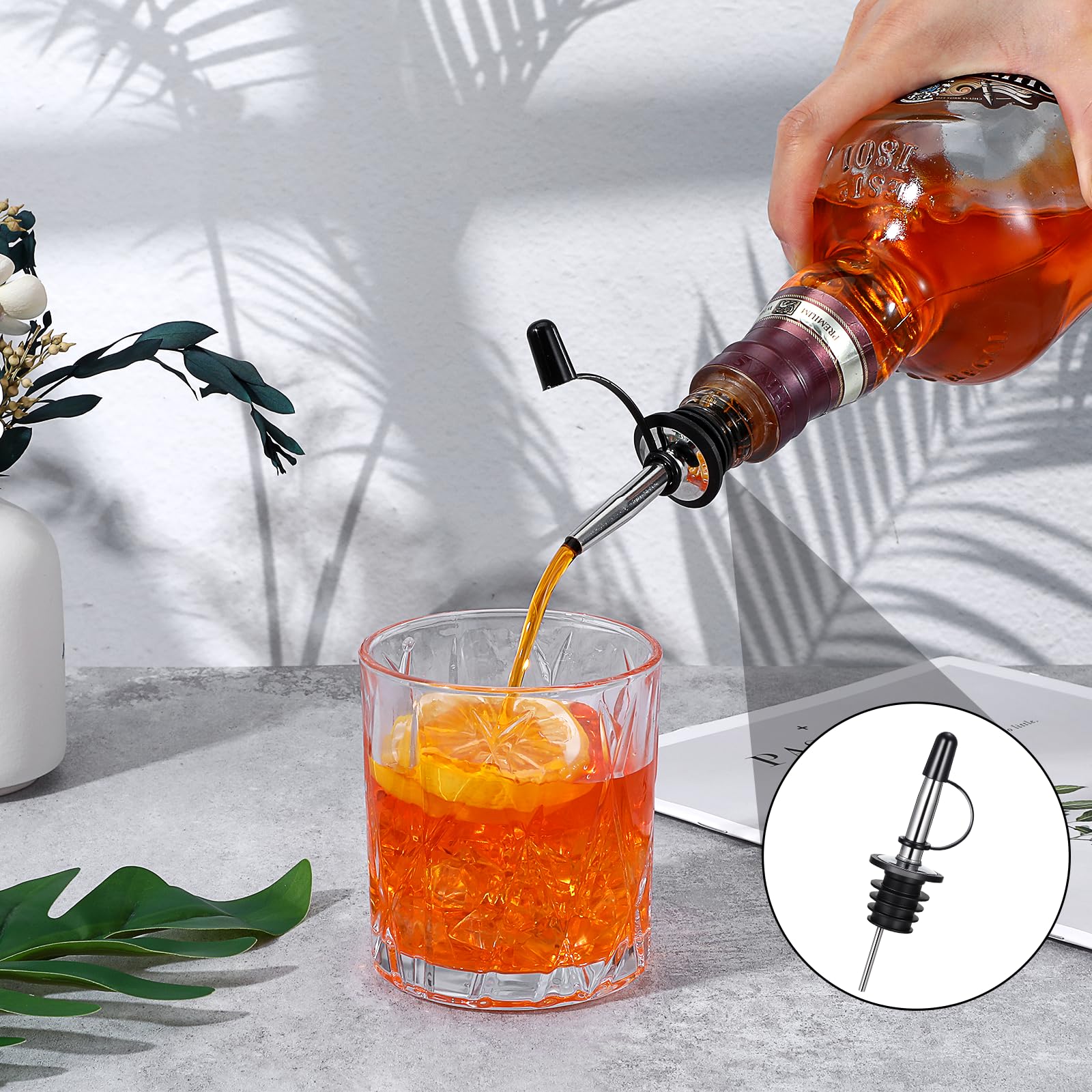 Paquete de 48 boquillas de vertido de licor, boquilla de vertido para botellas de licor con tapones, boquillas higiénicas de velocidad de alcohol aptas para lavavajillas, boquillas de vertido