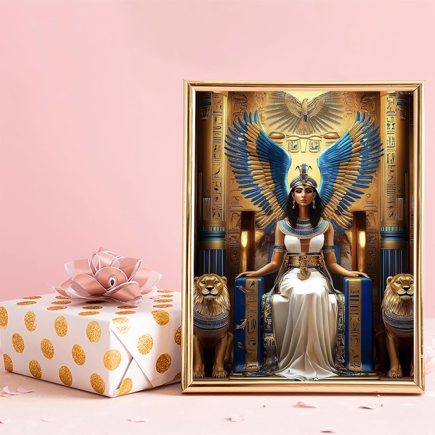 YL Mainland 5D Egyptian Goddess and Lion Diamond Art Full Drill Diamond Painting Kits for Adults Beginners DIY Art Crafts for Relaxation and Home Wall Decor 12x16 Inch