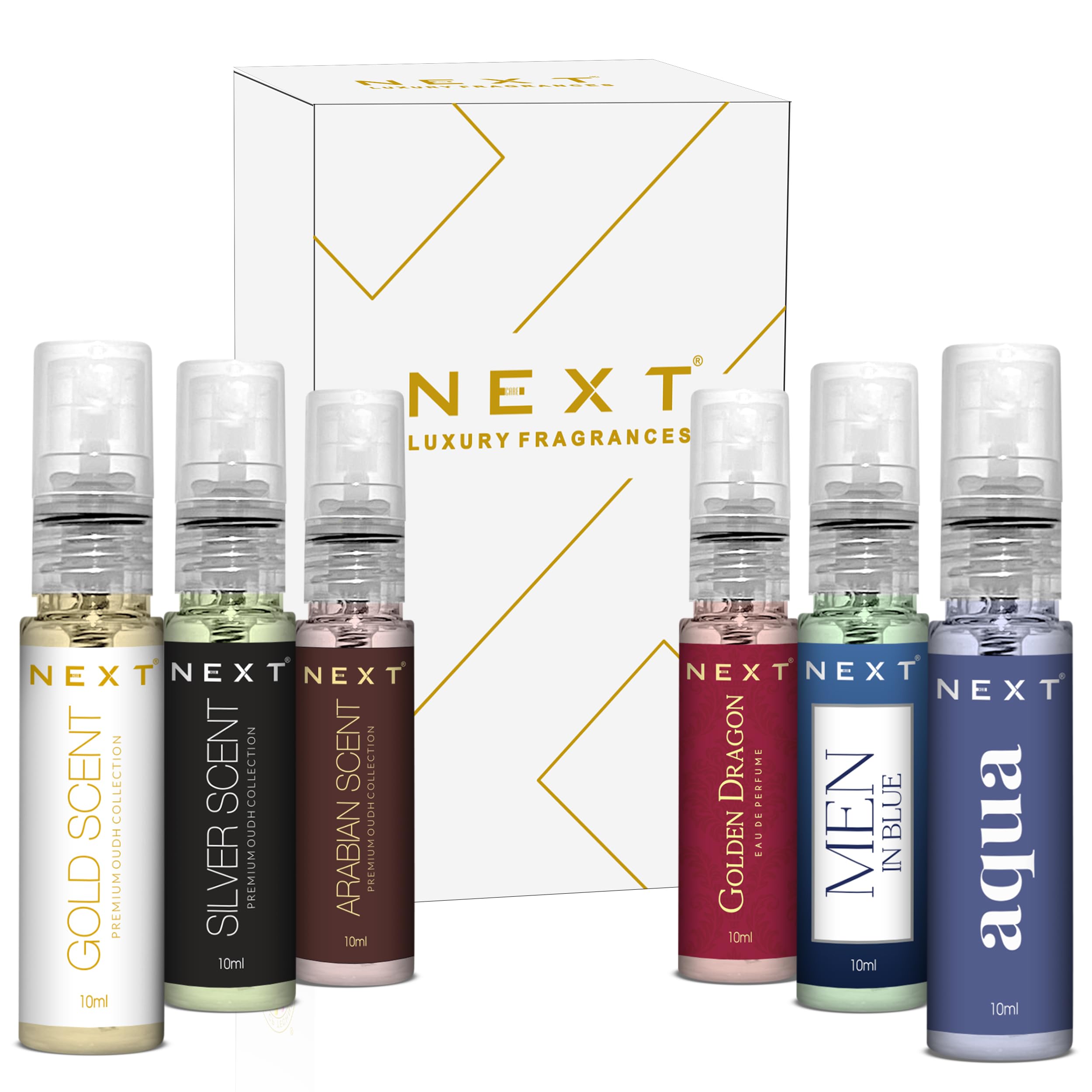 Next Care Luxury Perfume Gift Set for Men & Women (Pack of 6x10ml) | Valentines day gift | Sweet, Musky, & Woody Notes | Long Lasting Fragrances | Premium Perfume Gift Set for Men & Women | Eau de Parfum -60ml