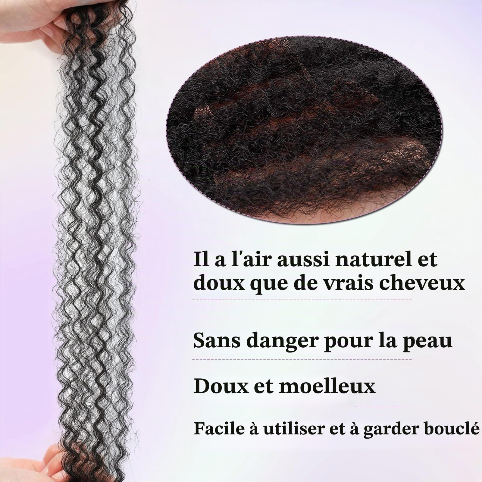 Tresses en crochet style Marley Twist pour cheveux afro, frisés, bouclés, cubains, tresses sénégalaises synthétiques, extensions de cheveux en crochet pour femmes (1b, 40,6 cm/lot de 3)