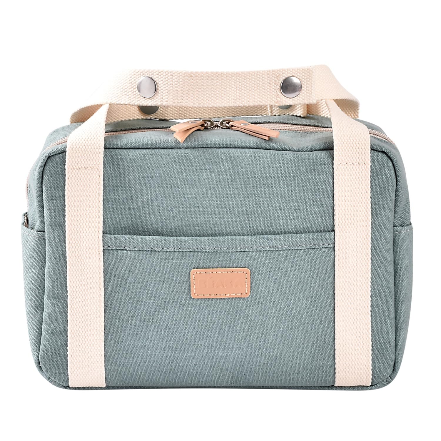 Beaba Mini Paris Diaper Bag & Organizer, Sage Green' conflicts with value, Baby Bag, 5.1L, Stroller and Bike Clips, 7 Pockets, Waterproof, Double Zip, 100% Cotton, Sage Green