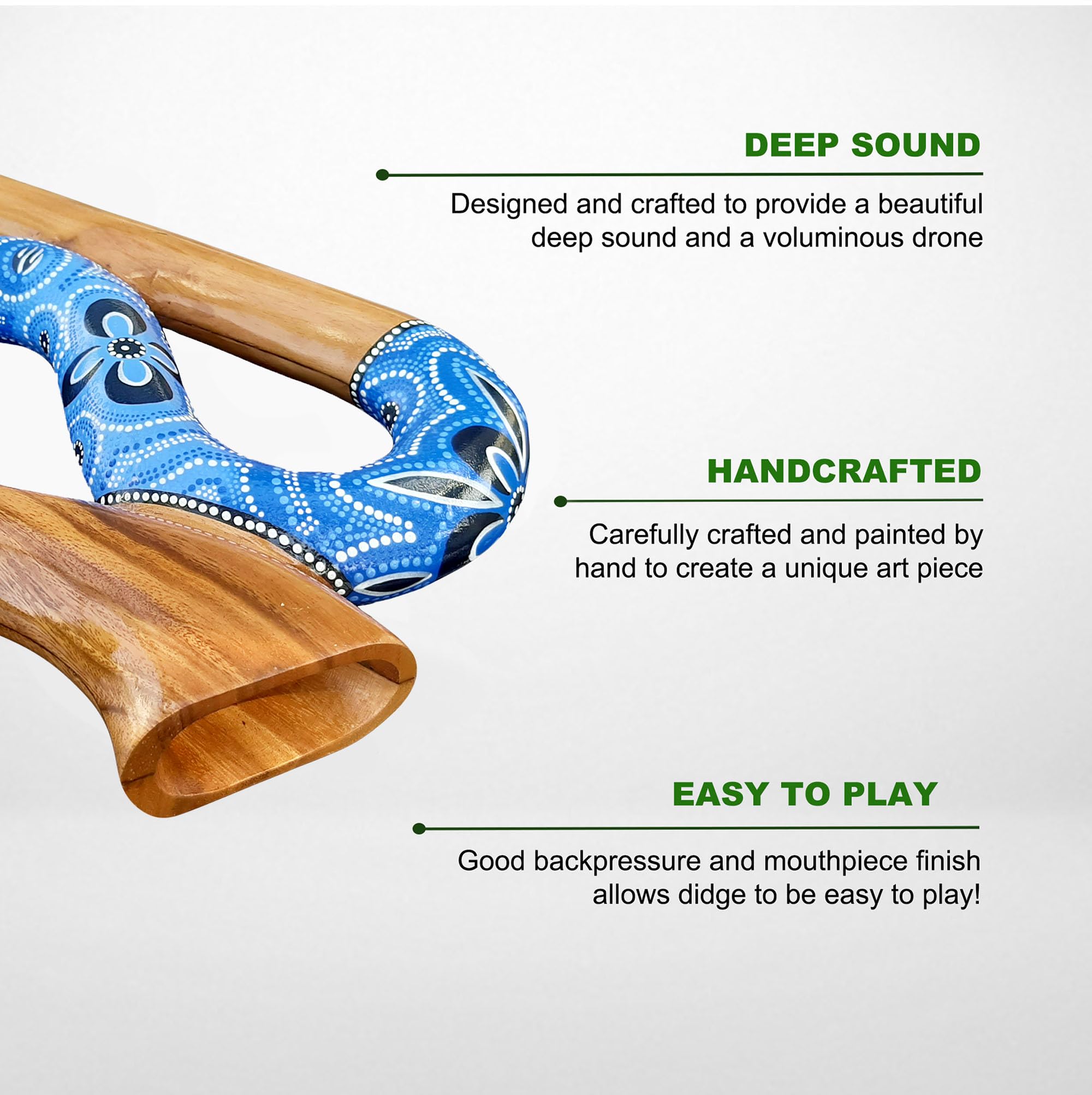 LIDAH Didgeridoo Snake Travel Didgeridoo 45 cm, en forme de S Compact Anti Ronflement Instruments de Musique pour Voyage Peint à la main, Australien Instrument de soufflage Digeridoo Enfants