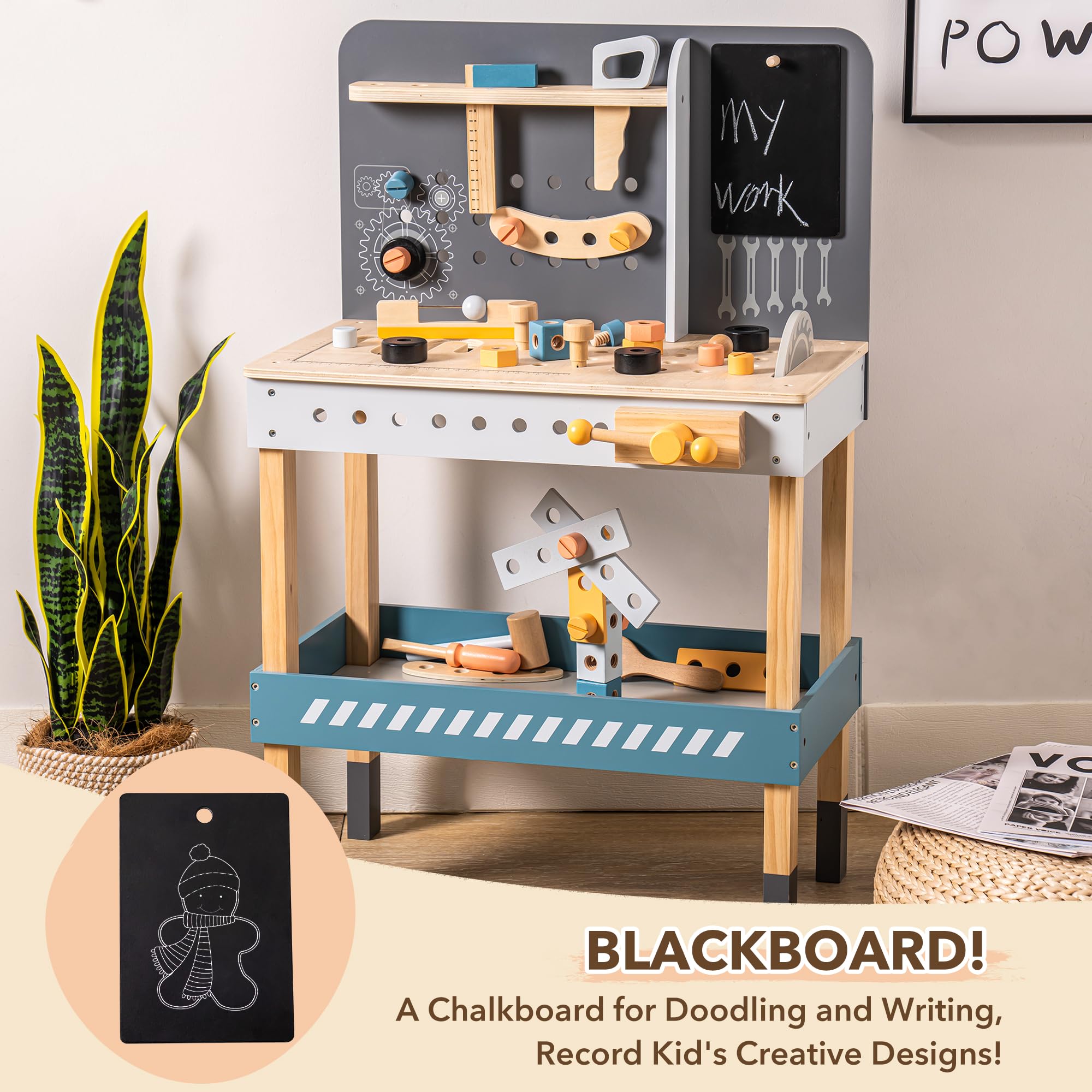 Amazon | ROBUD 木製工具作業台 子供用 幼児用 おもちゃツール