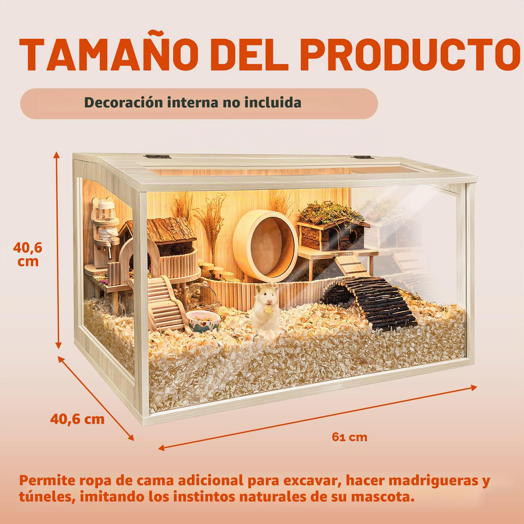 Prolee Jaula para hámster Extragrande para Ratones y Ratas con Parte Superior Que se Puede Abrir con láminas acrílicas sólidas (24 Pulgadas)