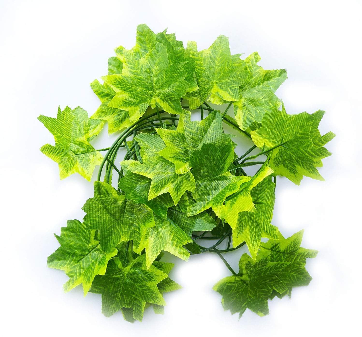 JIANZHENKEJI 80 inch/ 200 cm Fake Foliage Garland Leaves Decor Artificial Greenery Ivy Vine Plant Home (Green maple leaf)