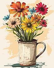 TISHIRON Cartoon Bouquet Painting by Numbers for Adults, Colourful Flowers Oil Painting DIY Digital Art with 3 Brushes and Acrylic Paint 40 x 50 cm (without Frame)