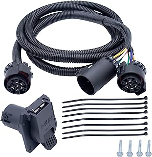 MOCW 7-Foot 7-Pin Vehicle Trailer Wiring Harness Extension Truck Bed Extension for 5th Wheel & Gooseneck Trailers for Chevrolet, Dodge, Ford, GMC,Nissan, Ram Toyota
