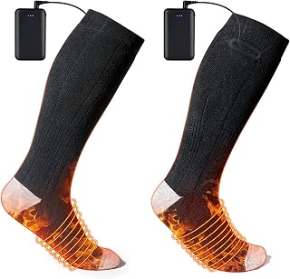 Heated Socks for Men Women, Electric Remote Control Heating Socks, Rechargeable 4000mAh Battery Powered Thermal Foot Warmers, Winter Warm Cotton Socks for Skiing Riding Fishing Camping Hiking