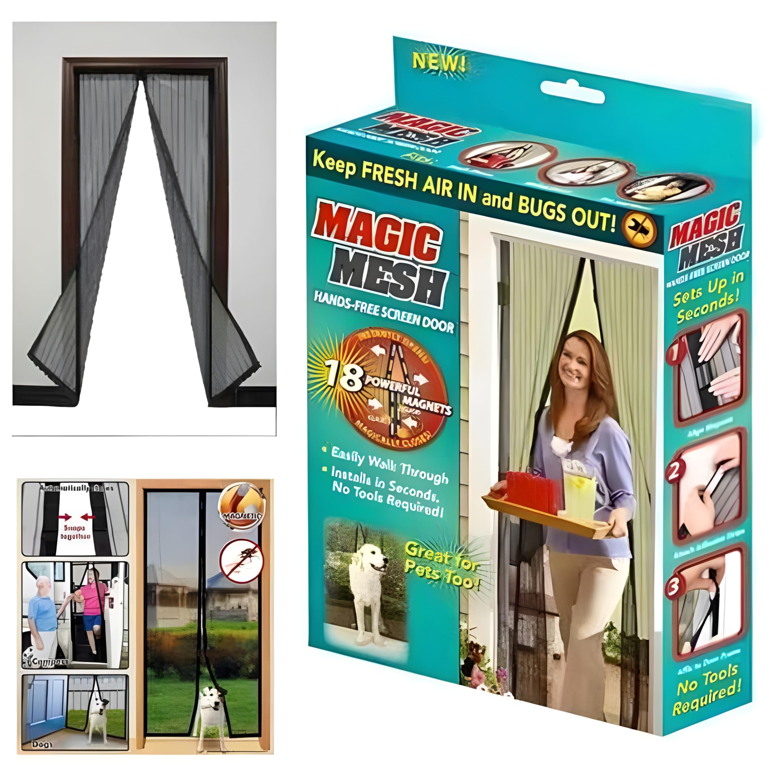 Agrico organic Magic Mesh Magnetic Mosquito Screen Door Net Curtain with Magnet Reinforced Polyester Mesh Curtain Back Door Mesh with Full Frame Hook & Loop Auto-Closing (B0DJ2JX91S) Amazon Price History, Amazon Price Tracker