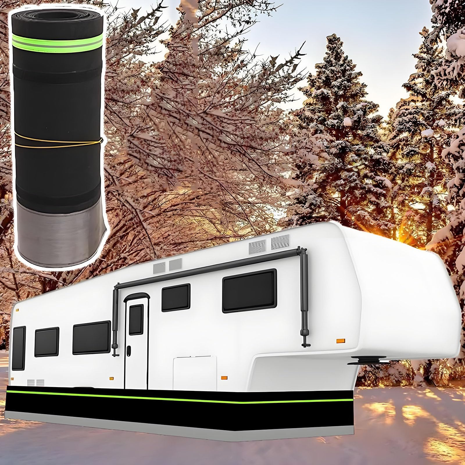 Wohnmobil-Camper-Sockelleiste für Winterschutz, isoliert, wind- und schneefest, einfache Installation und Lagerung, Ganzjahres-Reiseanhängerabdeckung