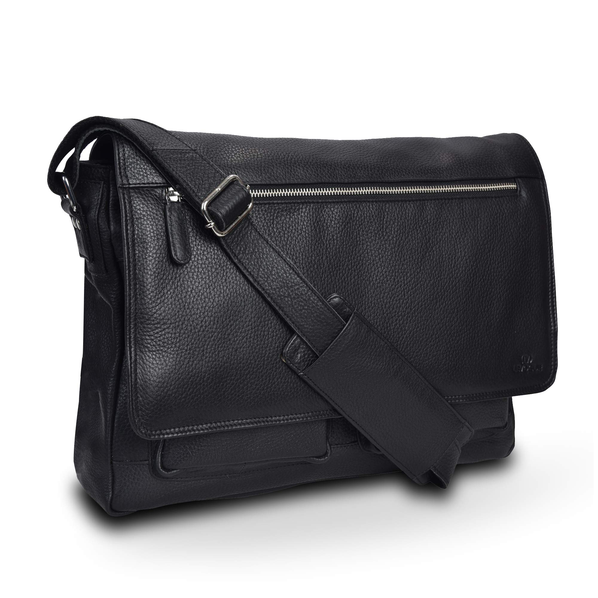 VALENCHIVALENCHI Leather Messenger Bag For Men, Women-14 Laptop Messenger Briefcase & Shoulder Bag-Office, Work, College, Casual