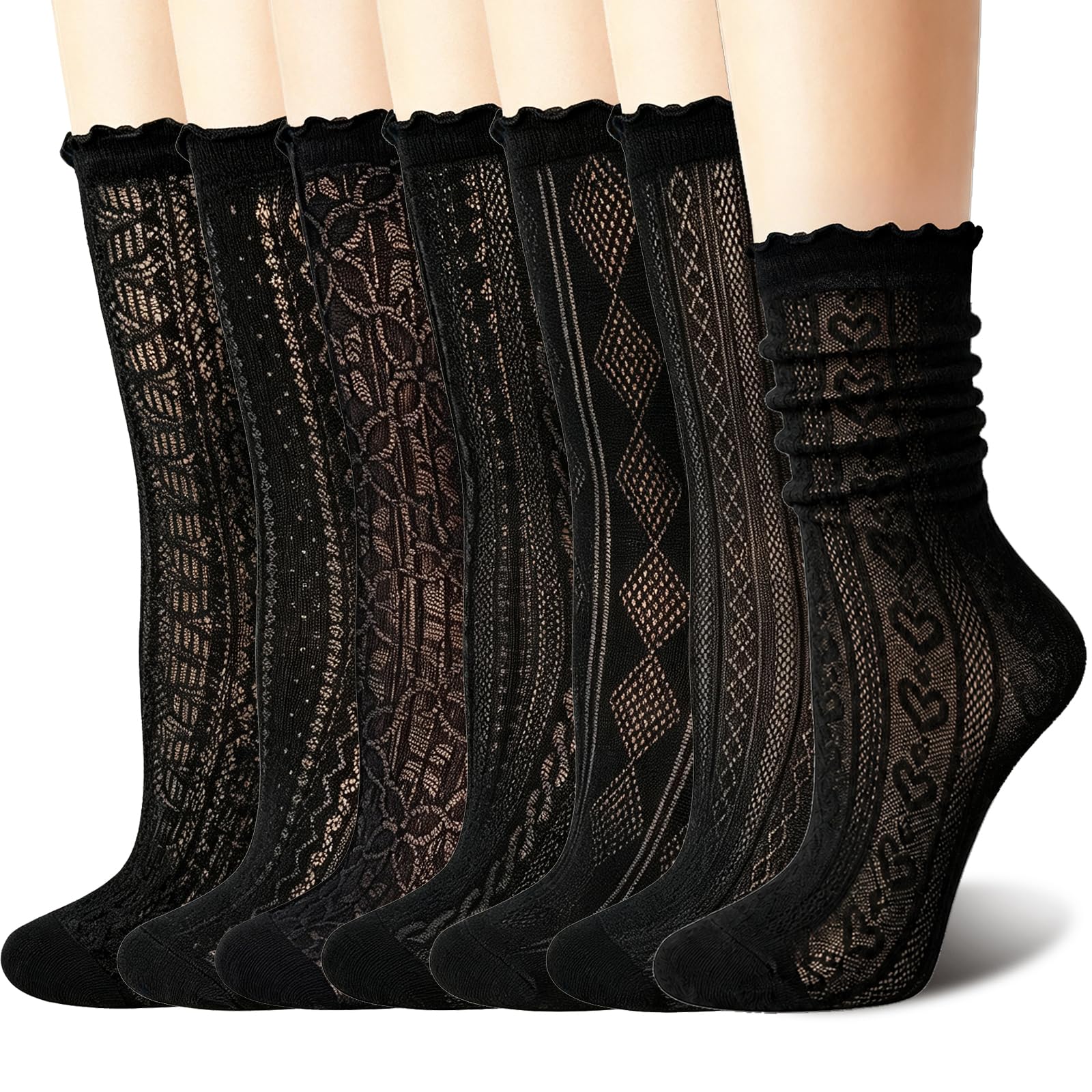 Cityelf Black Ruffle Dress Socks