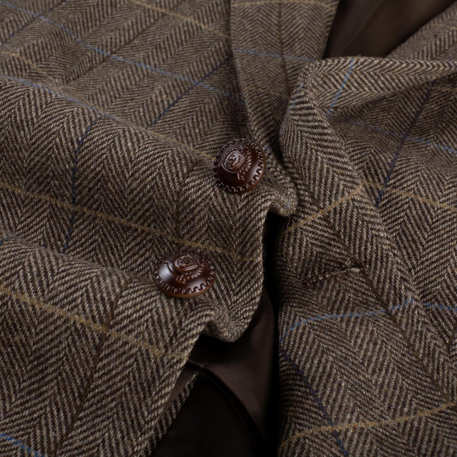 PJ PAUL JONES Mens Blazer Vintage Wool Blend Sport Coat Herringbone Tweed Blazer Suit Jacket with Pocket Square - Image 7