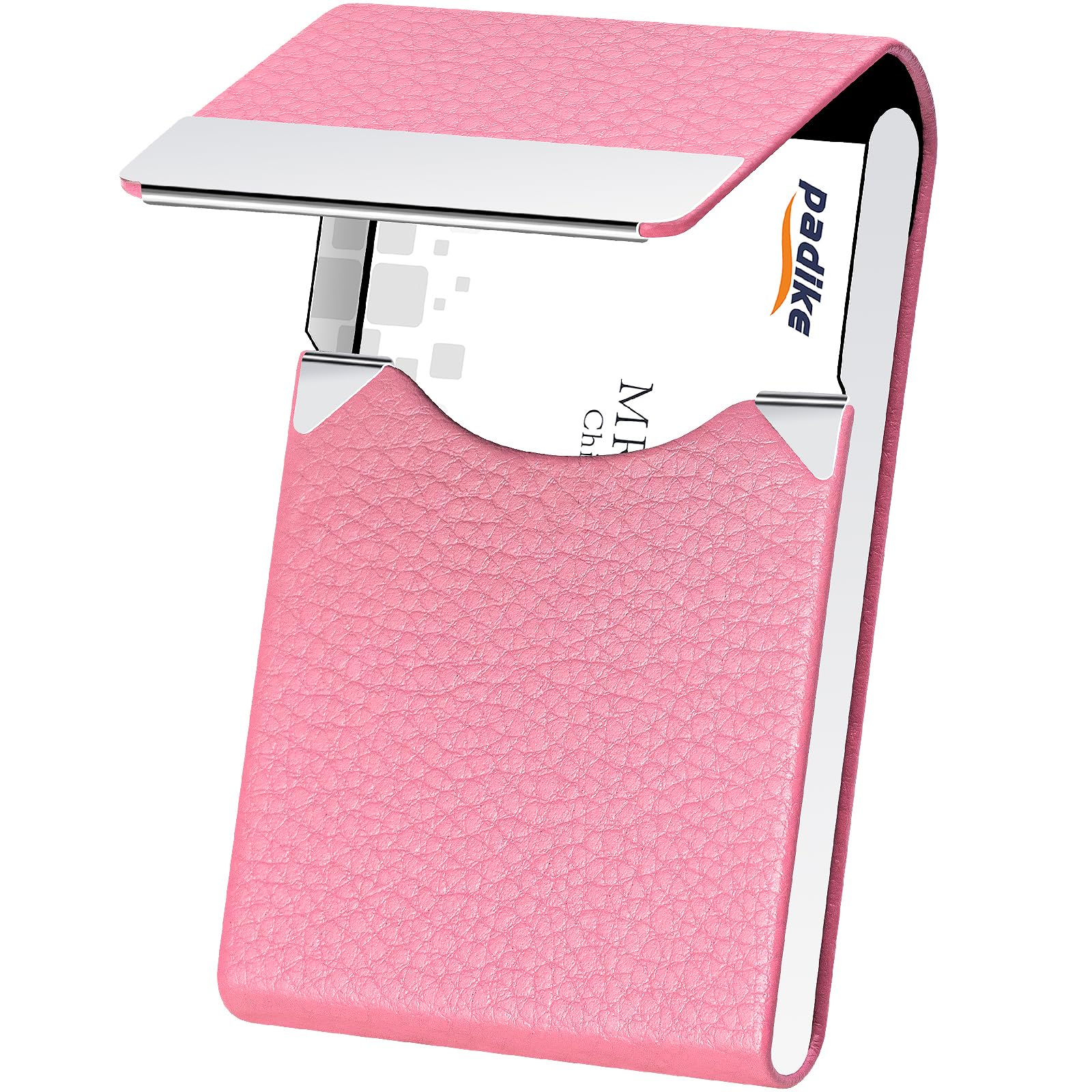 Padike Professional Business Card Holder PU Leather Business Card Case Name Card Holder Slim Metal Pocket Card Holder