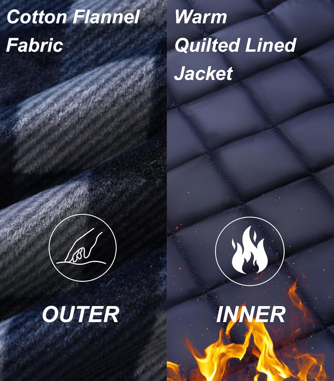 MAGNIVIT Men's Flannel Shirts Long Sleeve Quilted Flannel 5 Pockets Jacket for Men Thermal Plaid Shirt Winter Shacket - Image 5