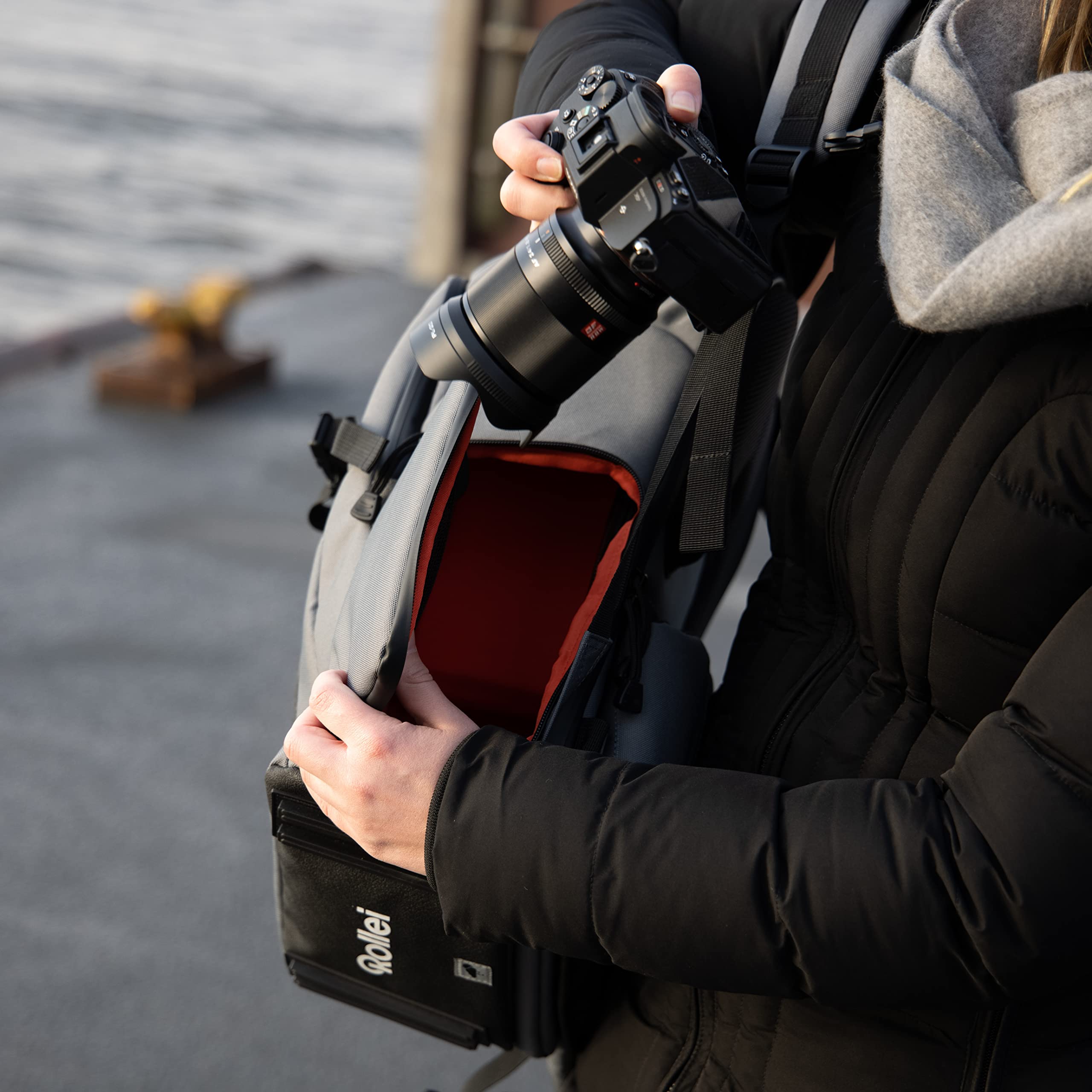 Rollei Fotoliner Ocean - Zaino professionale in plastica riciclata per fotocamere DSLR e DSLM