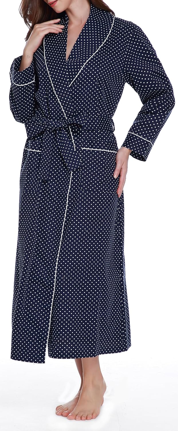 Lavenderi Women’s 100% Cotton Long Kimono Lounge Bathrobe Robe, Ladies Loungewear for Spa - Image 3