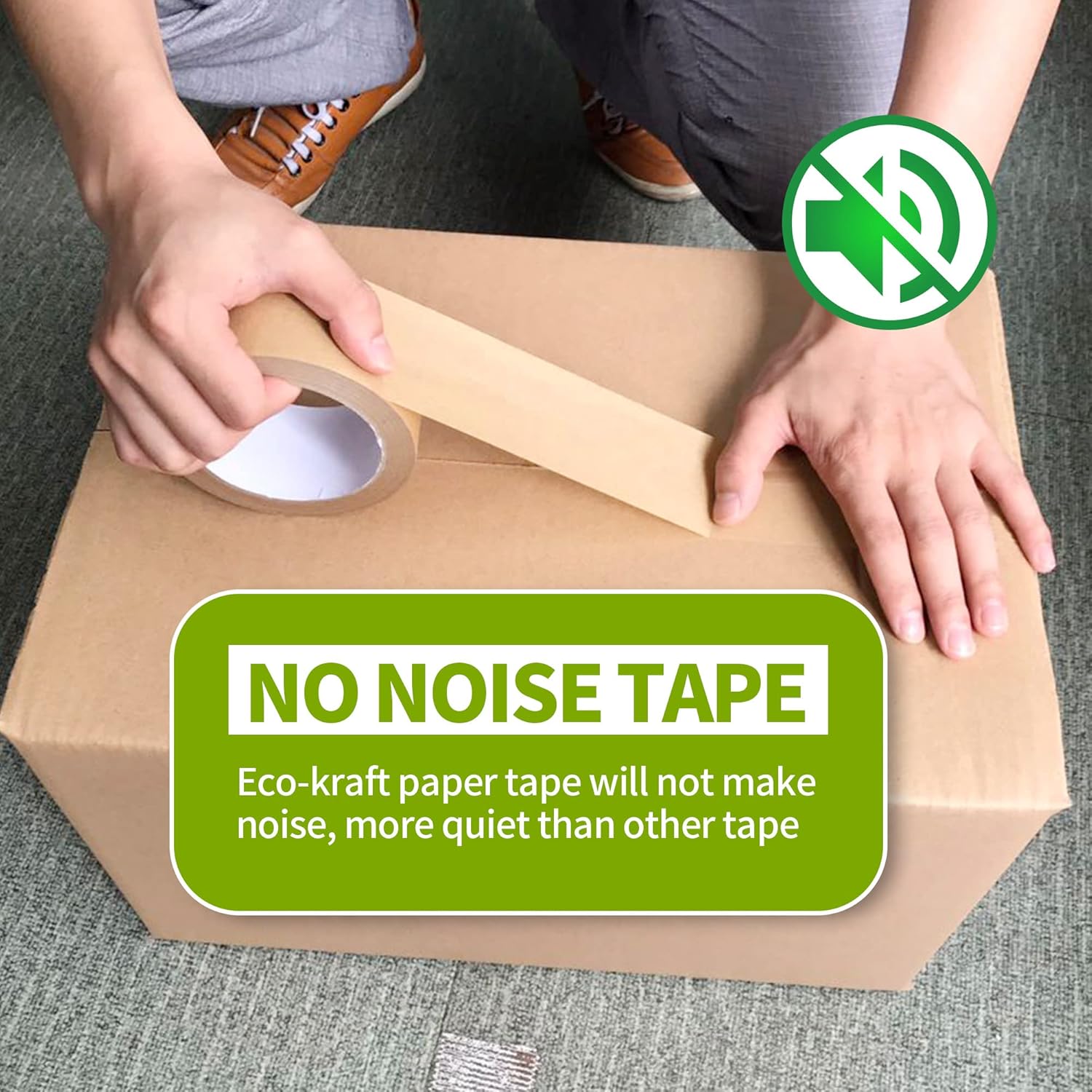 TAPEBEAR Eco-Friendly Kraft Paper Tape, Biodegradable Kraft Paper Tape, Recyclable Writable Packing Tape, Non-Coated Surface for Masking, Sealing, and Packaging Use, 2inch x 60yards, 36Rolls