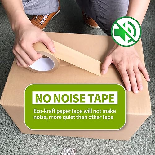 Miniatura 4 de TAPEBEAR Cinta de papel kraft ecológica, cinta de papel kraft biodegradable, cinta de embalaje reciclable para escribir, superficie no recubierta