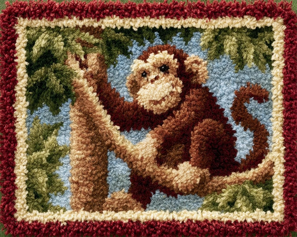 FWRTYCB Latch Hook Rug Kit,Monkey in the Tree