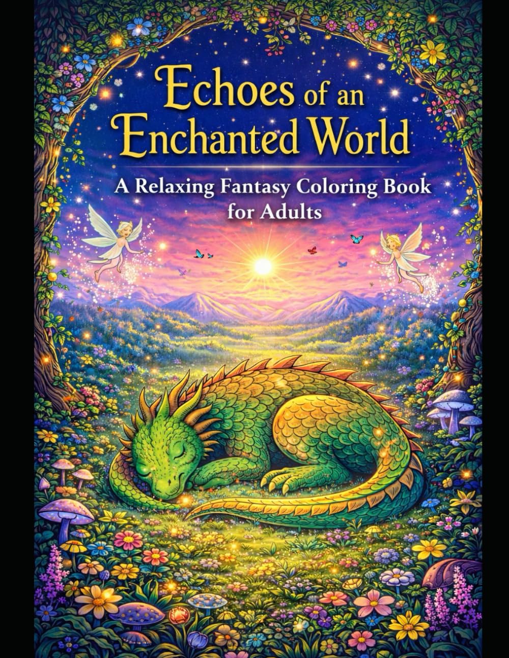 Echoes of an Enchanted World: A Relaxing Fantasy Coloring Book for Adults