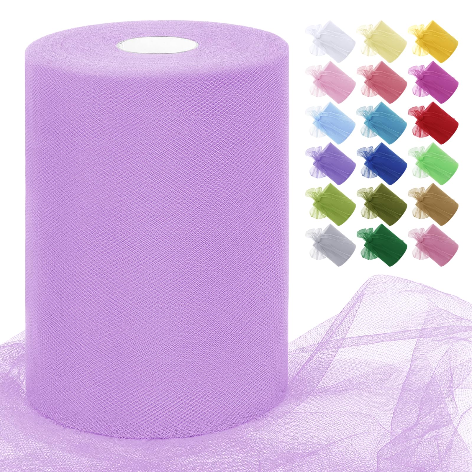Uiopa Light Fuchsia Tulle Fabric Roll 15cm x 91m Polyester Netting Fabric Mesh Tulle Ribbon for Tutu Skirts, Gift Wrapping, Birthday/Party/Wedding Decoration, DIY Projects
