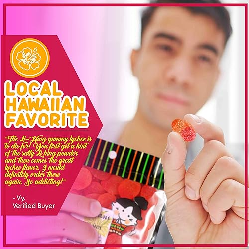 Miniatura 2 de Gomitas de lichi Trans de Asia con polvo de ciruela Li Hing Mui  Favorito hawaiano  Dulces de gomita suave agridulce