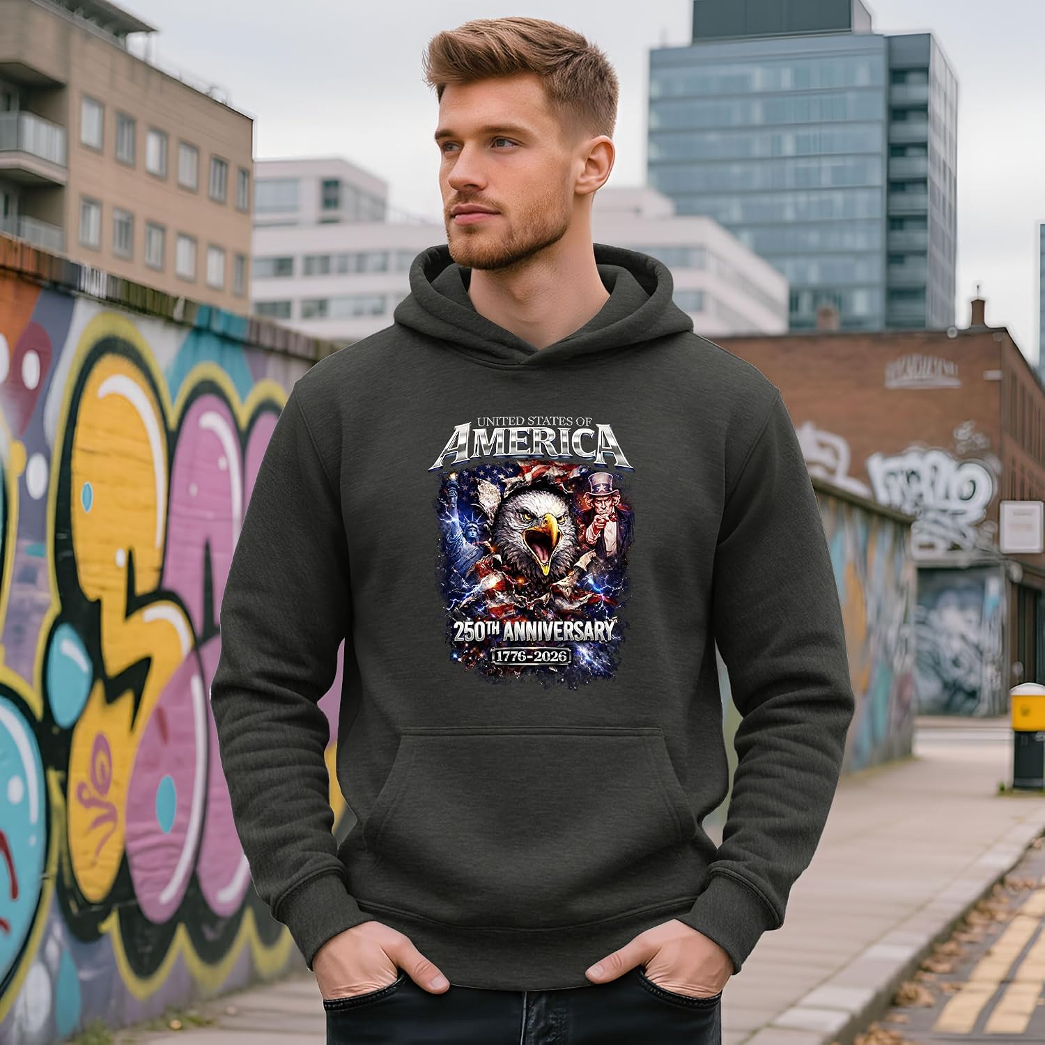 Eagle Graphic Design Hoodie Men, 250 Anniversary Usa Hoodie, 250th Independance Hoodies