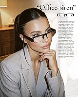 Vista 2 de SODQW Office-Siren Y2K - Lentes de luz azul para mujer, rectangulares, con marco semi sin montura antiluz azul, lentes de computadora