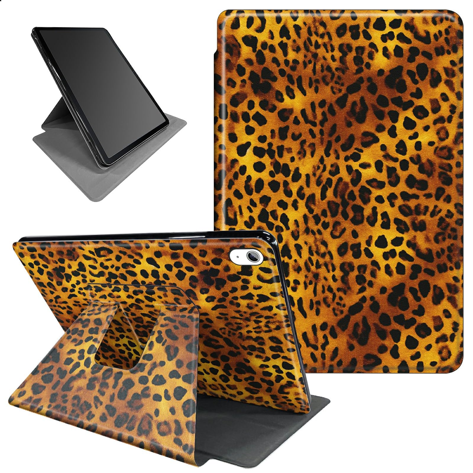 BFSEROBJ for iPad Air 13 inch Case (M2) 360 Rotating Degree Stand Smart Cover with Auto Wake/Sleep Case for iPad Air 13 inch 2024 Release - Leopard