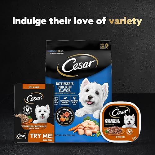 Miniatura 11 de Cesar Filets in Gravy - Alimento húmedo para perros con sabor a pollo a la parrilla de madera, 1.76 onzas, mini bolsa, paquete de 20