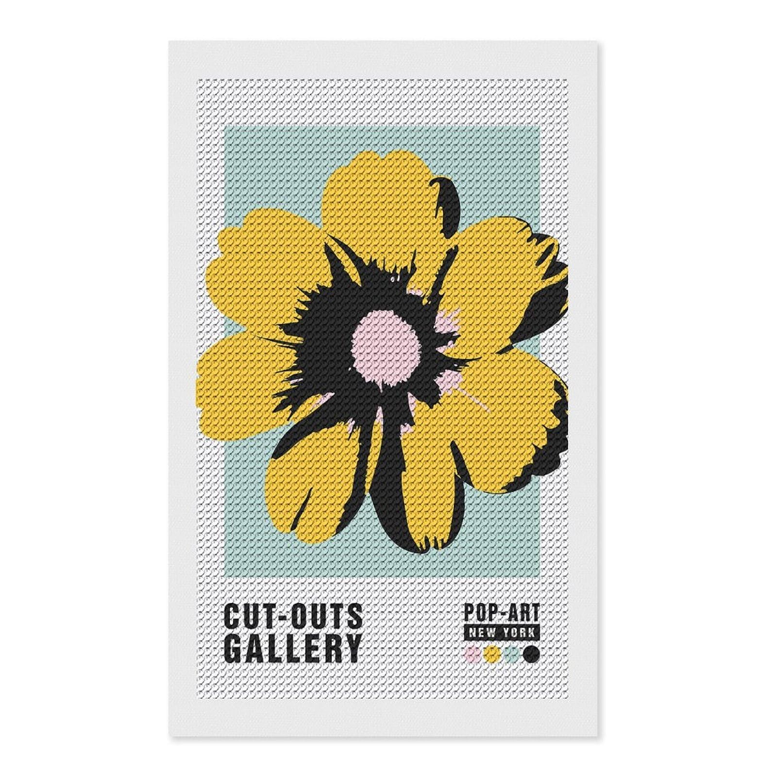 Junmoney Pop Art Yellow Flower DIY Diamond Art Canvas Kit 12"x20", Winter Craft, Mindful Craft Project, Aesthetic Room Decor, Decor Project