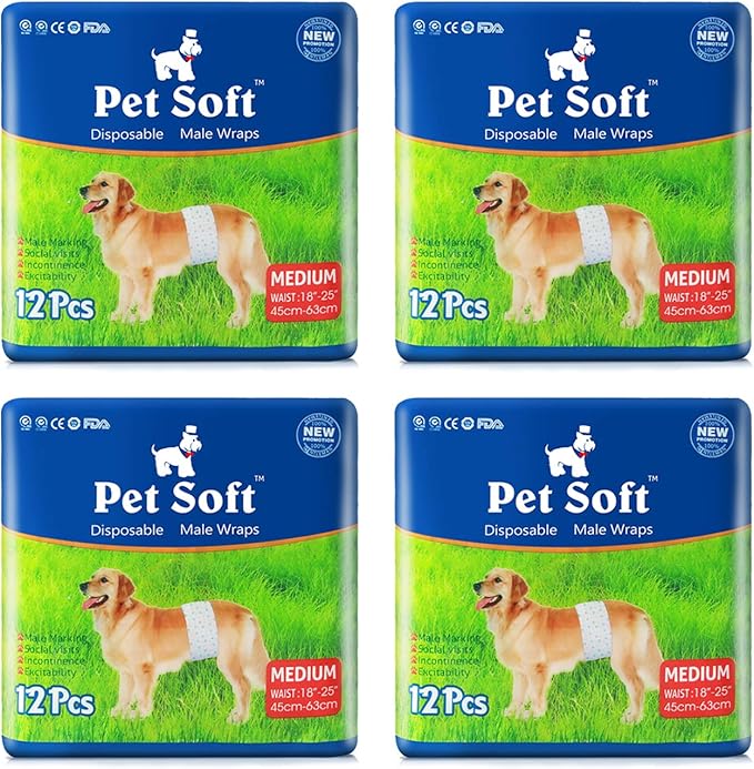 Pet Soft Couches jetables pour chien mâle Couches super absorbantes pour chien et chat Pour