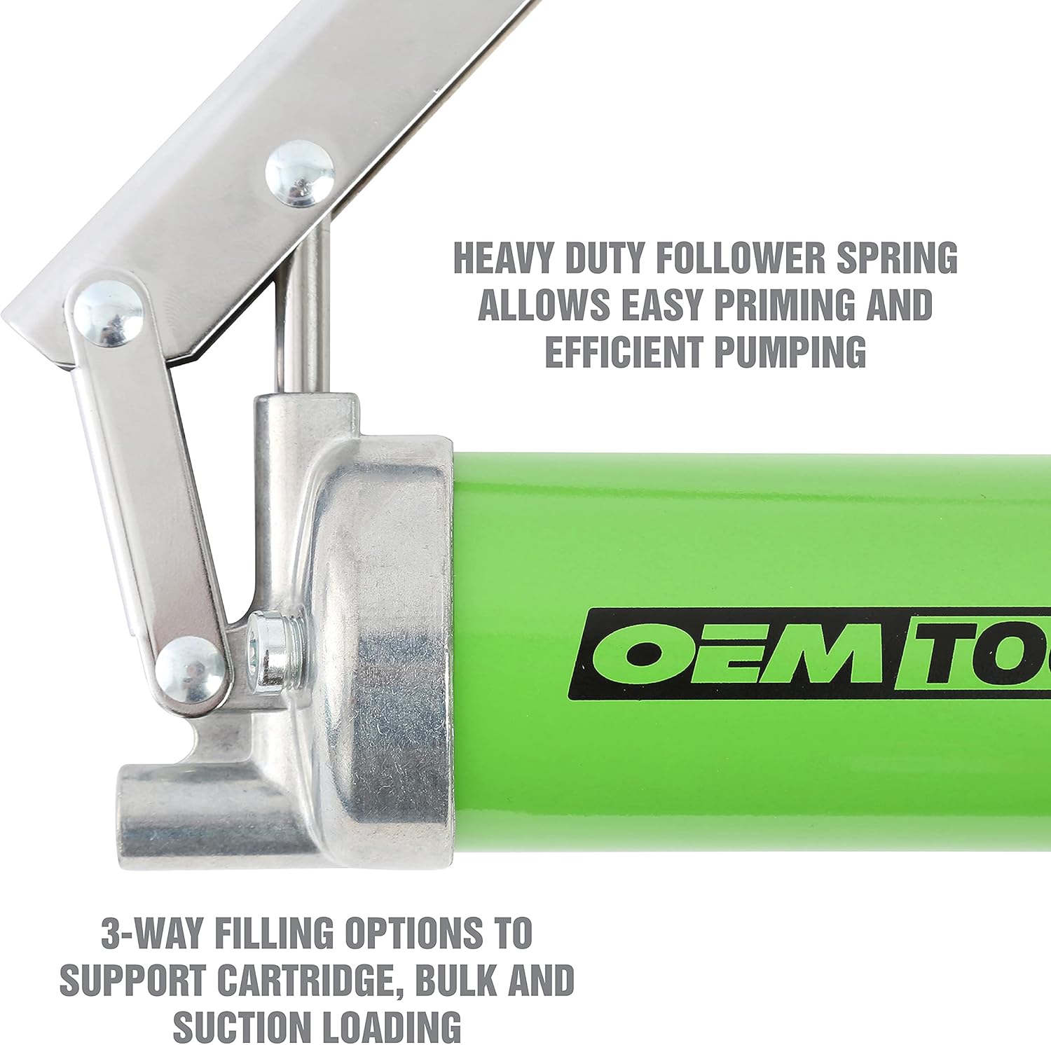 OEMTOOLS 87201 Lever Action Grease Gun, Manual Grease Gun, Auto Grease Gun, High Pressure Grease Gun, Grease Gun Coupler, 6 Inch Grease Gun Syringe