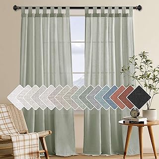 H.VERSAILTEX Natural Linen Curtains Linen Textured Semi Sheer Curtain Li...