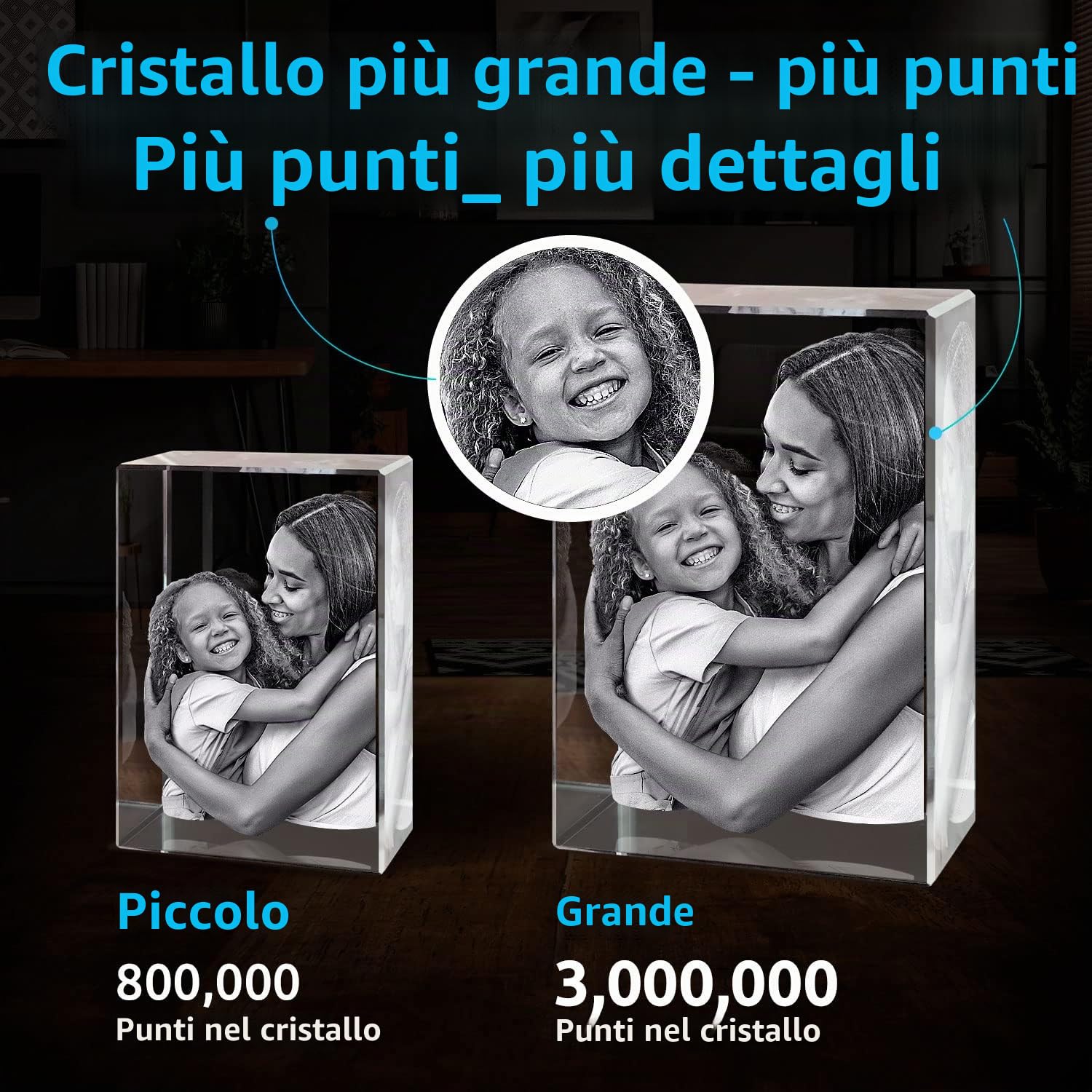 ArtPix 3D Crystal Photo, immagine 3D incisa al laser, cristallo rettangolare inciso, regali di compleanno commemorativi personalizzati per mamma, papà
