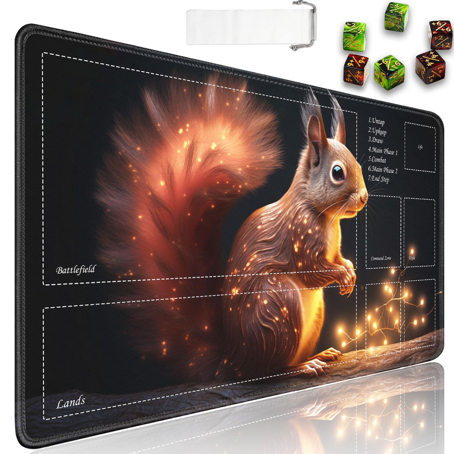 MTG Playmat + Reisetasche – 61 X 35,6 Cm, Rutschfest, Mit 6 Würfelzählern