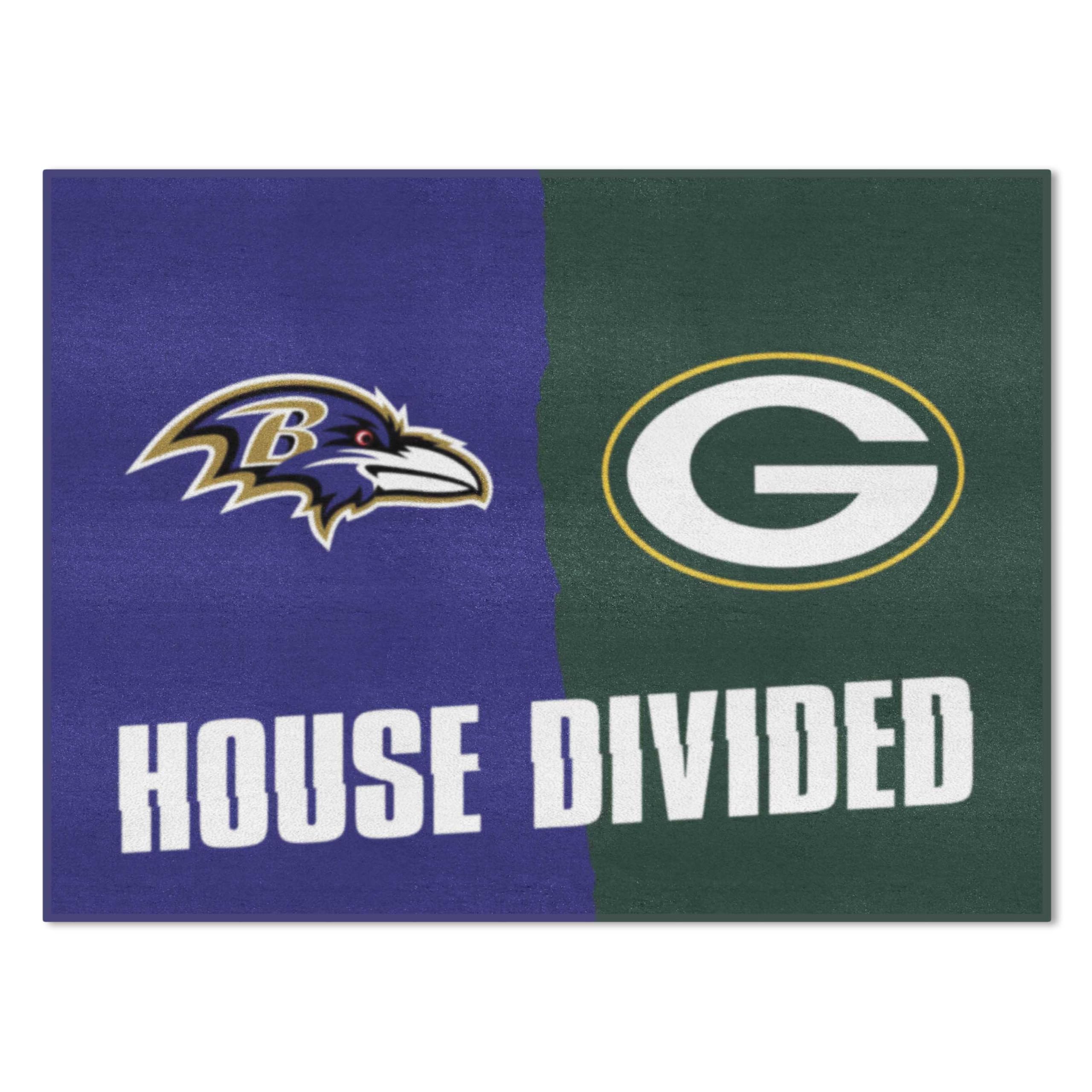Alfombra de Ravens/Packers NFL House Divided negra de 86,3 x 114,3 cm el regalo perfecto para fans